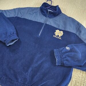 Vintage Notre Dame Fighting Irish Jacket Men XL Logo Athletic Blue Fleece Zip